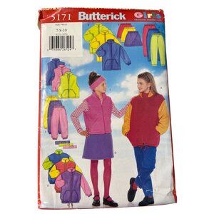 Butterick Girls Sewing Pattern Sizes 7-8-10 Jacket Vest Skirt Pants Headband CUT